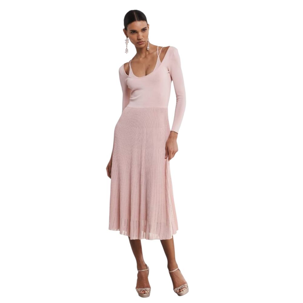 NEW Ralph Lauren Purple Label Day Dress Pointelle-knit Womens Pink Ballet Italy
